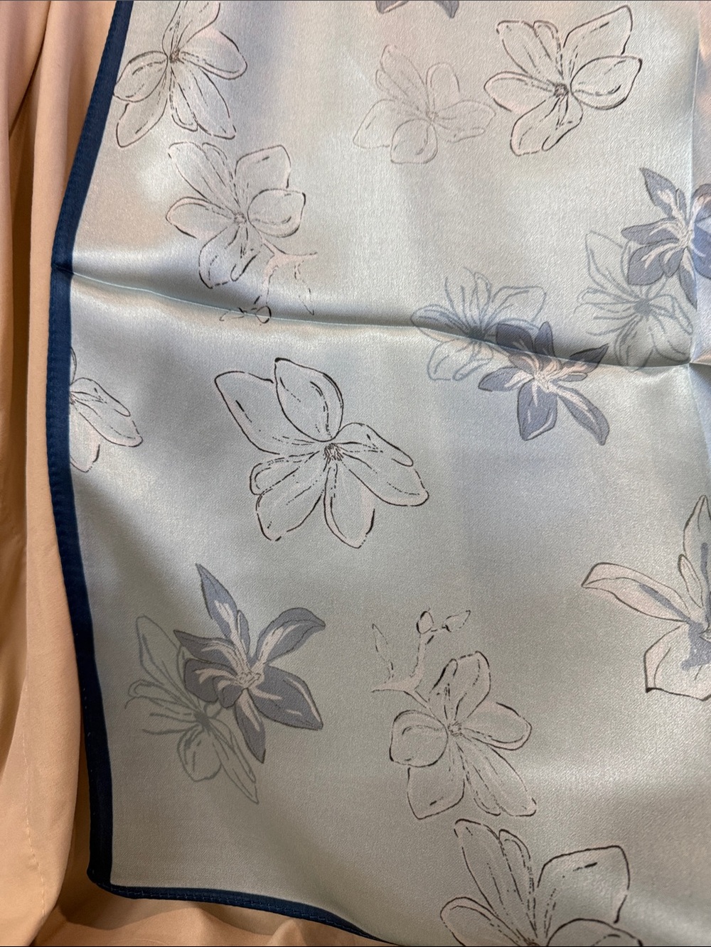100% silk scarf Blue Floral